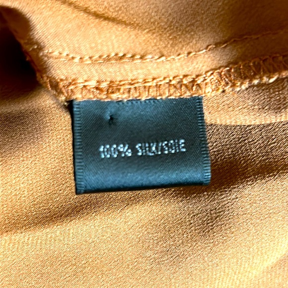 Lafayette 148 Copper Bronze True Wrap Long Sleeve Collared Silk Blouse size 14 - Picture 10 of 10